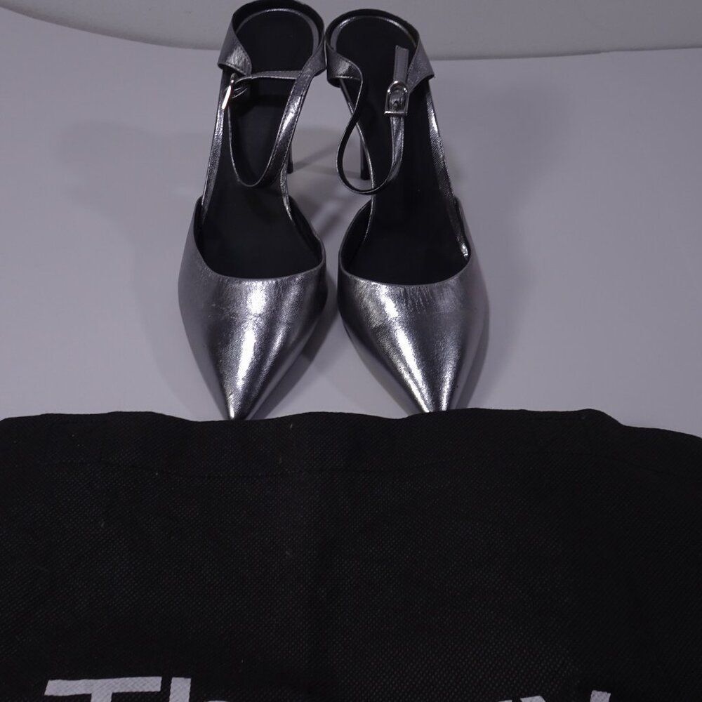 Theory Metallic Leather Mule Pumps 40 NWOB IRRG 595 Sz 40 IRRG - Picture 9 of 16